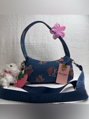 Juicy Couture Strawberry Festival Shoulder Bag-Color: Denim Multi 🍓🎀